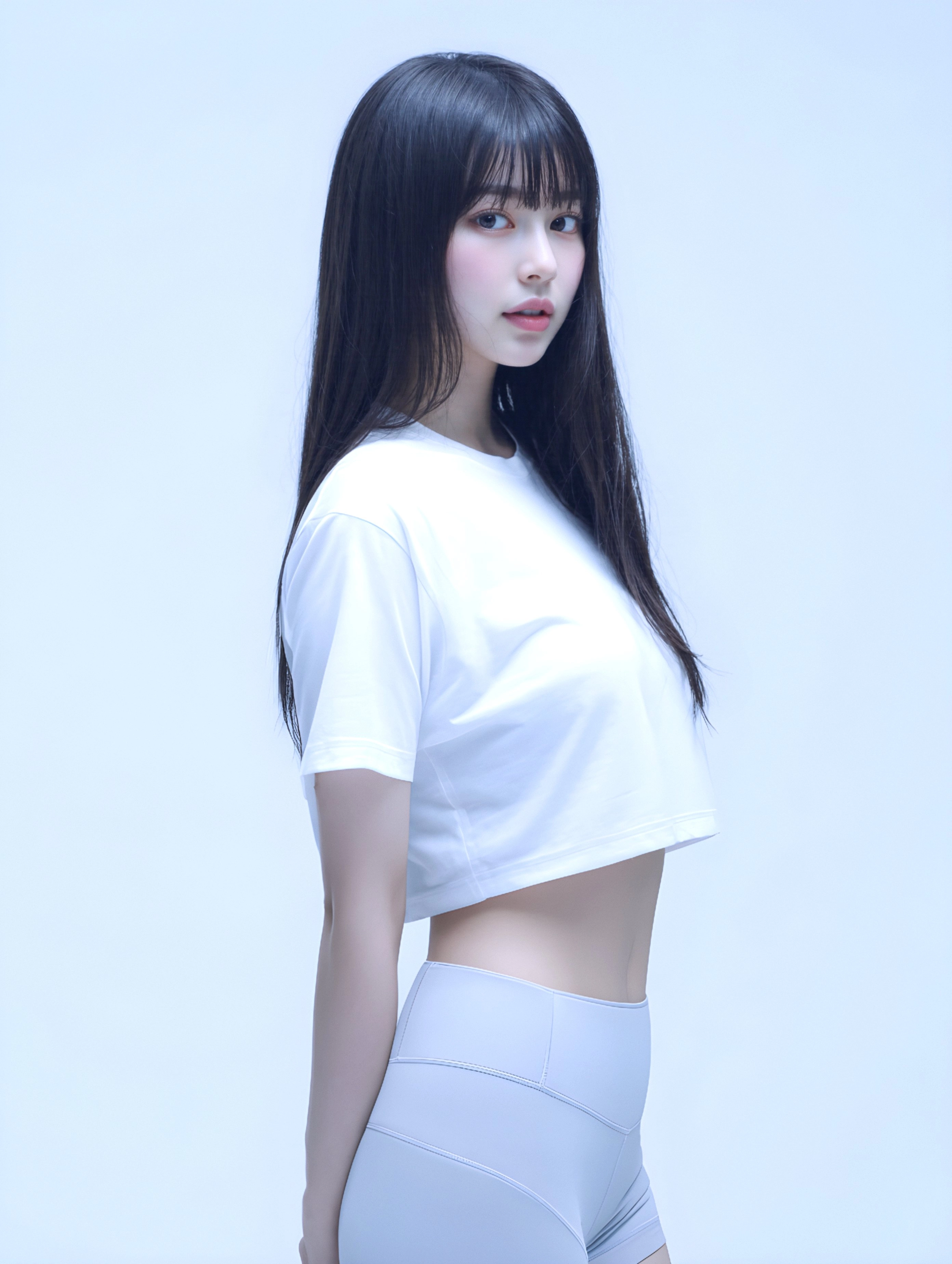 穿着白衬衫的女人。