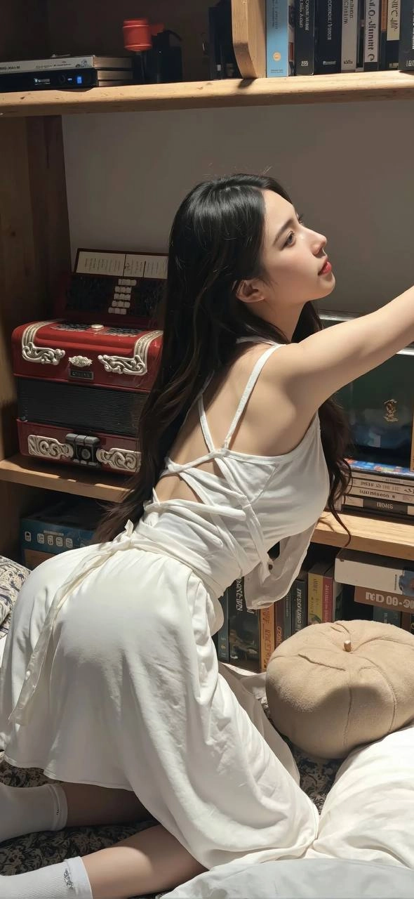 穿着白色衣服的女人为一张照片而立场。