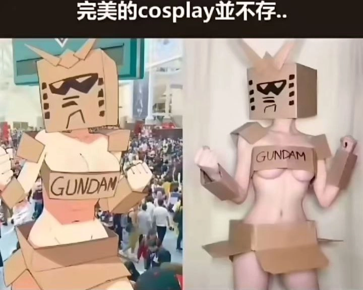 女人在头上戴着一盒纸箱。